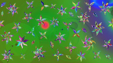 Renkli Bahar Teması eskiz kalıbı. Yeşil renkli çiçekler. Çiçek desenli eskiz, yaz çiçekleri. Düz Çiçek Elementleri Tasarımı.