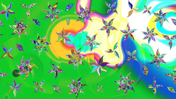 Klasik taslak çizimi. Çiçek yeşili eskiz deseni. Raster çiçek izi..