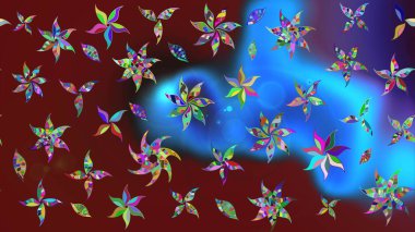 Küçük çiçekli basit bir çiçek çizimi. Kırmızı renkte sevimli çiçekler. Moda baskısı, albüm, ambalaj kağıdı ve duvar kağıdı için zarif dekoratif süslemeler. Raster illüstrasyonu.