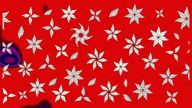 Düz Çiçek Elementleri Tasarımı. Sevimli çiçek raster deseni. Kırmızı renkte çiçekler. Renk Bahar Teması eskiz şablonu.