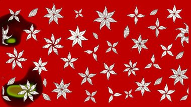 Raster - stok. Eskiz arkaplan modeli. Yapraklı çiçekler ve kırmızı renkli papatya çiçekleri..