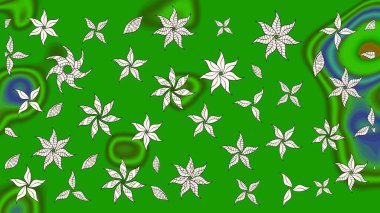 Çiçeksel çizim kalıbının yansıması. Vadinin yeşil renkli çiçekleri.