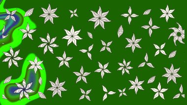 Çiçeksel çizim kalıbının yansıması. Vadinin yeşil renkli çiçekleri.