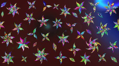 Raster düz çiçek çizim deseni. Hediye ambalaj kağıdı, tebrik kartları, posterler ve pankart tasarımı. Kahverengi renkte çiçekler.