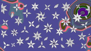 Soyut etnik raster çizim kalıbı. Kabile sanatı boho baskısı, klasik çiçek arkaplanı. Arkaplan dokusu, duvar kağıdı, mor renkli çiçek teması.