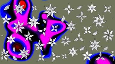 Çiçek deseni. Raster illüstrasyonu. Chichi 'nin kumaş kalıbını çiz. Renkli Bahar Teması eskiz kalıbı. Düz Çiçek Elementleri Tasarımı.