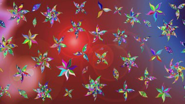 Sevimli çiçek raster deseni. Modaya uygun kumaş deseni. Renkli Yaz Temalı eskiz kalıbı. Düz Çiçek Elementleri Tasarımı.