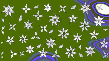 Tomurcukları papatya çiçekleri olan sevimli bir çiçek deseni. Eskiz geçmişi. Raster illüstrasyonu. Kumaş, tekstil, duvar kağıdı baskısı için. Eski usul. Miles Fleur, dandik süs.