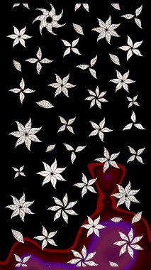 Raster illüstrasyonu. Şirin çiçek elementleri. Robot resim. Siyah renkte çiçekler.