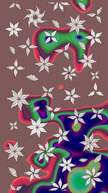 Kahverengi renkli çiçek desenli eskiz, el yapımı papatyalar, papatyalar. Tekrar eden çiçek arkaplanı, zarif kahverengi çiçek duvar kağıdı..