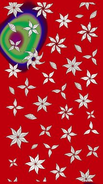 Kırmızı renkte bitkilerden oluşan parlak çiçekli çizim deseni.