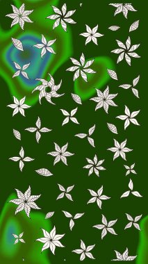 Modern çiçek arkaplanı. Halk tarzı. Moda baskıları için zarif bir şablon. Parlak renkli çiçekleri ve yeşil yaprakları olan harika bir çiçek deseni..