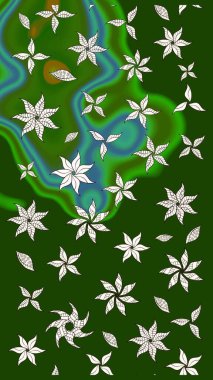 Çiçekler, dallar, bitkiler ve çiçekler. Raster illüstrasyonu. Güzel kumaş deseni. El çizimi.