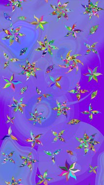 Suluboya çizim kalıbı. Mor renkli çiçekler suluboya tarzında. Çiçek izi.