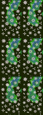 Güzel, parlak, pürüzsüz kumaş, tuval. Kıvırcık, parlak örgü. Çiçek çelengi. Eski moda arka plan. Desen, çizim, çiçek sınırı. Raster illüstrasyonu.