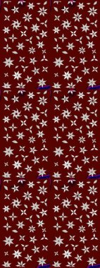 Çok renkli küçük çiçekler ve kırmızı renkli komik böcekler, raster desen, illüstrasyon.