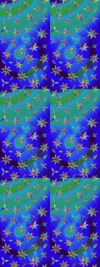 Çiçek mavisi eskiz deseni. Raster çiçek izi. Klasik taslak çizimi.