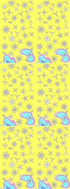 Nazikçe, güzel çiçek arkaplanı. Çiçekli karalama şeklinde Raster çiçek deseni. Sarı renkte çiçekler.