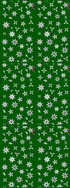 Kumaş desenli papatya çiçeği detayı. Yeşil renkte çiçekler.