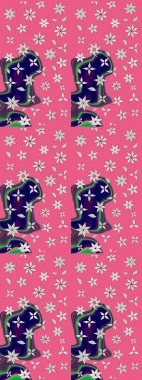 Raster çiçek desenli çiçek deseni, yapraklar, dekoratif elementler, sıçrama, lekeler, el çizimi kontur çizgileri ve Doodle çizim stili, grafik raster çizim çizimi.