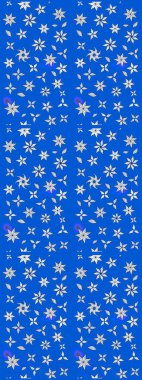 Mavi renkte etnik çiçeklerle süslenmiş zarif bir eskiz. Raster Çiçek İllüstrasyon Şirin Tekstil.