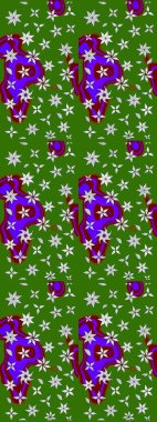 Eskiz arkaplan modeli. Raster - stok. Yapraklı çiçekler ve yeşil renkli papatya çiçekleri..