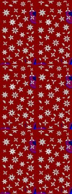 Modern çiçek arkaplanı. Parlak renkli çiçekli ve kırmızı yapraklı harika bir çiçek deseni. Halk tarzı. Moda baskıları için zarif bir şablon.