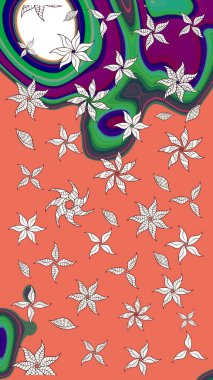 Raster illüstrasyonu. Robot resim. Küçük çiçekte sevimli çiçek deseni var..