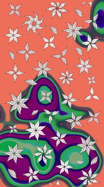 Turuncu renkli parlak çiçekli halı deseni..