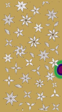 Raster illüstrasyonu. Çizim çiçek deseni duvar kâğıdı olarak kullanılabilir. Sarı renkte çiçekler.