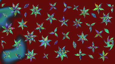 Renkli Bahar Teması eskiz kalıbı. Düz Çiçek Elementleri Tasarımı. Raster illüstrasyonu. Kırmızı renkte zarif çiçek buketi suluboya.