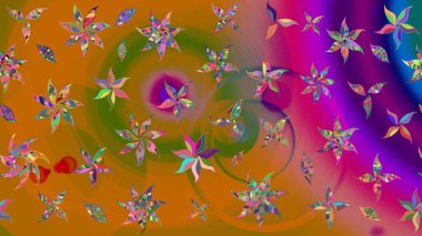 Vadinin turuncu renkli çiçekleri. Çiçeksel çizim kalıbının çizimi.