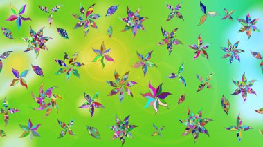 Küçük çiçekteki sevimli çiçek deseni. Yeşil renkte çiçekler.