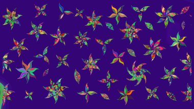 Raster illüstrasyonu. Düz Çiçek Elementleri Tasarımı. Şirin çiçek elementleri. Taslak desenli, modaya uygun kumaş deseni. Renkli Bahar Teması çizim şablonu.