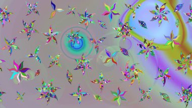 Gri renkte yaz çiçekleri. Çiçekli karalama şeklinde Raster çiçek deseni. Raster illüstrasyonu.