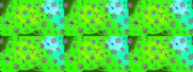 Küçük çiçekteki sevimli çiçek deseni. Varicologreen Raster çizimi. Birçok yeşil soyut çiçekli tropikal çizim deseni.