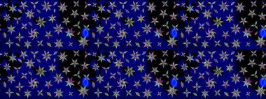 Çiçek buketleriyle klasik bir eskiz şekli. Mavi renklerde. Raster illüstrasyonu.