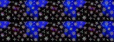 Raster illüstrasyonundaki çiçek desenli çizim. Siyah renkte çiçekler.