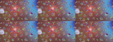 Raster Floral Illustration, Asyalı tekstil. Kahverengi renkli etnik çiçeklerle zarif bir eskiz deseni..