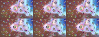 Raster illüstrasyonundaki çiçek desenli çizim. Kahverengi renkte çiçekler.