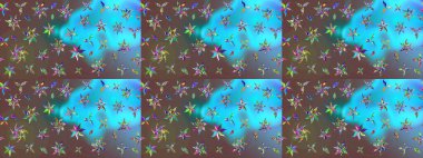 Çiçekli karalama şeklinde Raster çiçek deseni. Mavi renkli çiçekler. Nazik, narin çiçek arkaplanı.