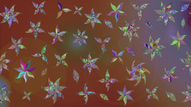 Kahverengi renkli çiçekler. Renkli Bahar temalı eskiz kalıbı. Çiçekli çiçek deseni, suluboya. Düz Çiçek Elementleri Tasarım Raster illüstrasyonu.