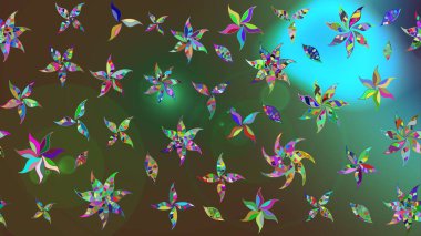 Arkaplan dokusu, duvar kağıdı, yeşil renkli çiçek teması. Kabile sanatı boho baskısı, klasik çiçek arkaplanı. Soyut etnik raster çizim kalıbı.