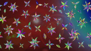 Tropik çiçek desenleri. Kahverengi renkli çiçekler. Raster illüstrasyonu.