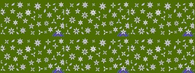 Sevimli çiçek raster deseni. Yeşil renkli çiçekler. Sketch Colour Spring Theme eskiz kalıbı. Düz Çiçek Elementleri Tasarımı.