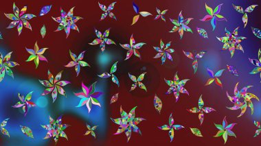 Düz Çiçek Elementleri Tasarımı. Raster illüstrasyonu. Renkli Bahar Teması eskiz kalıbı. Taslak desenli, modaya uygun kumaş deseni. Şirin çiçek elementleri..