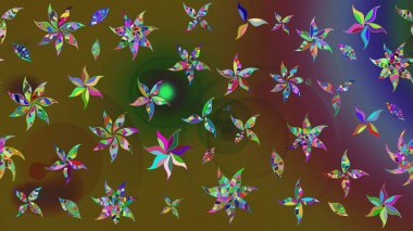 Halk tarzı. Modern çiçek arkaplanı. Parlak renkli çiçekli ve yeşil yapraklı harika bir çiçek deseni. Moda baskıları için zarif bir şablon.