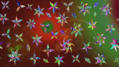 Raster illüstrasyonu. Güzel kumaş deseni. Çiçek desenli çizim. Renkli Bahar Teması eskiz kalıbı. Düz Çiçek Elementleri Tasarımı. Asya tekstil tarzında.