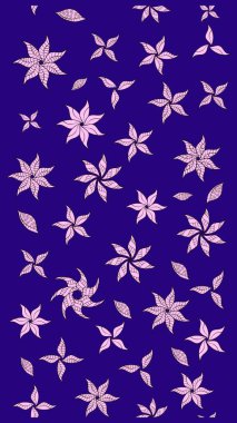 Raster deseni. Soyut çiçek çizim kalıbı arka planı. Raster illüstrasyonu. Mavi renklerde. Küçük çiçekte sevimli çiçek deseni var..