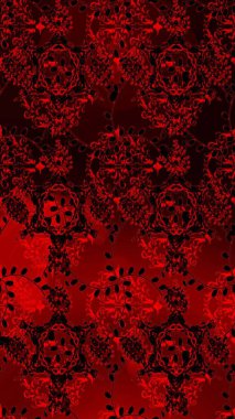 Çiçeksiz desenli arka plan. Kırmızı, siyah ve kahverengi renkte çiçekler. Düz Çiçek Elementleri Tasarım Raster illüstrasyonu. Renkli Bahar Teması Kusursuz Arkaplan.